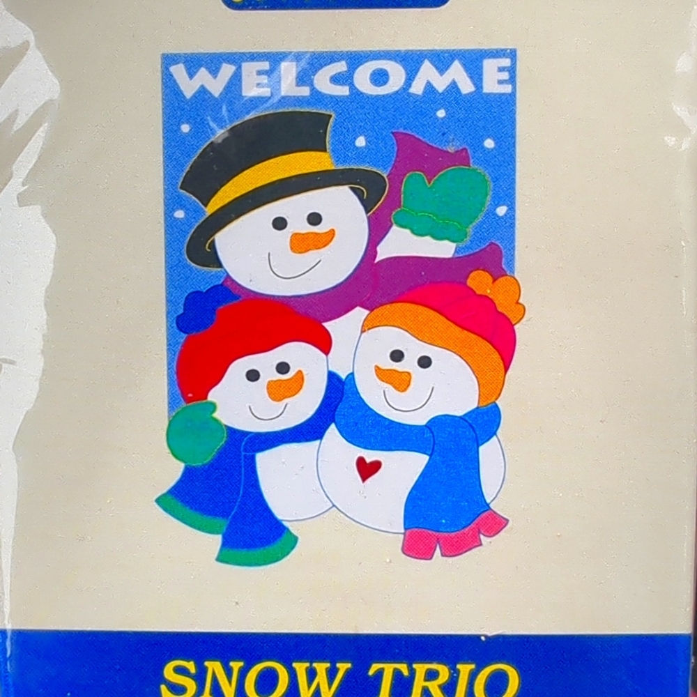 Small snowman vintage garden flag
